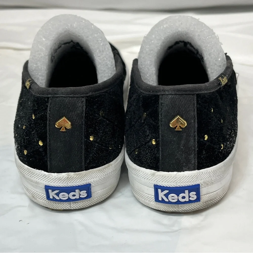 KEDS KATE SPADE New York Black Sneakers Double Decker Quilted Velvet SZ 7.5 - Picture 10 of 16